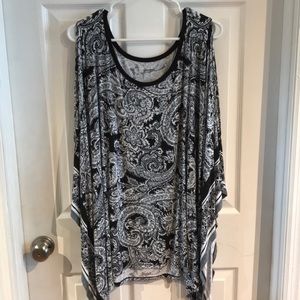 Black and white poncho type top